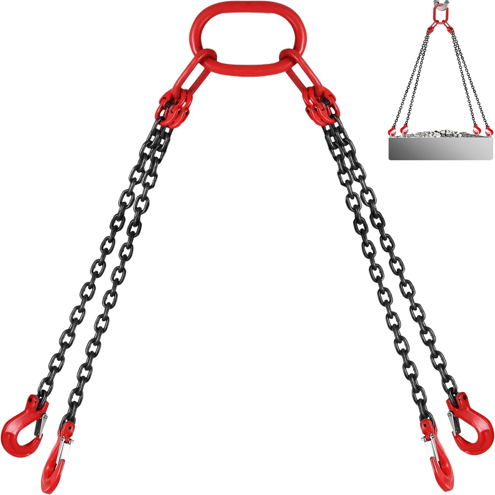 VEVOR 5Ft Chain Sling 5/16 Inch X 5 Ft Engine Lift Chain G80 Alloy Steel Engine Chain Hoist Lifts 3 Ton with 4 Leg Grab Hooks - Luminous Bear Shop