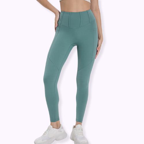 High-Waisted Seam Details Pocket Leggings