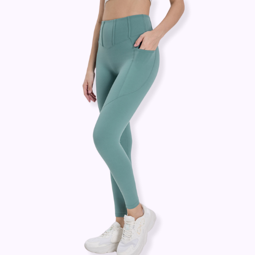 High-Waisted Seam Details Pocket Leggings