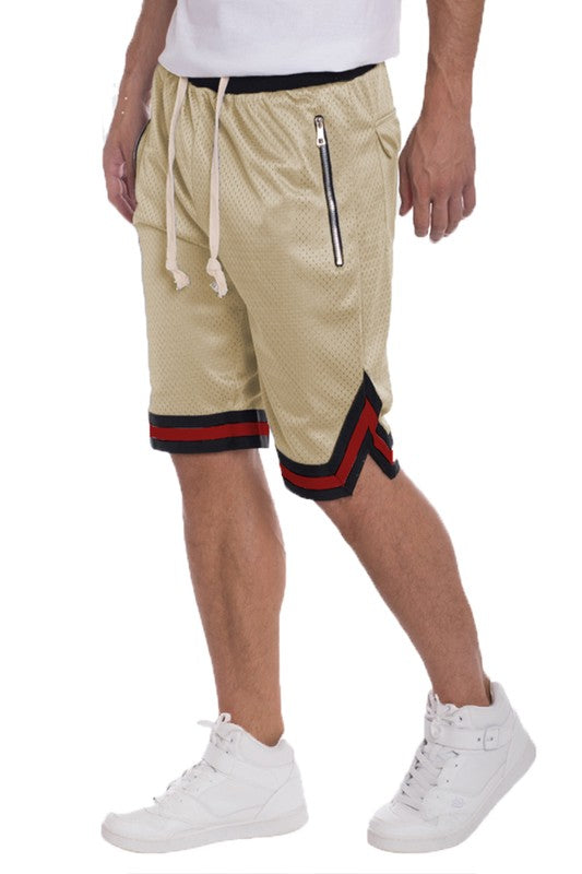 STRIPED BAND SOLID BASKETBALL SHORTS - Luminous Bear Shop
