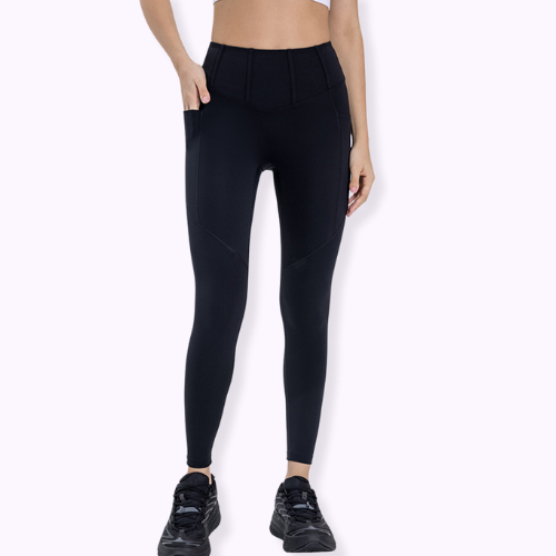High-Waisted Seam Details Pocket Leggings