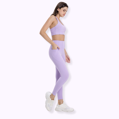 High-Waisted Seam Details Pocket Leggings