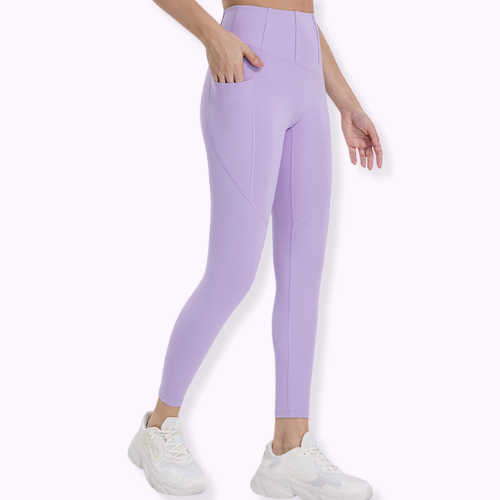 High-Waisted Seam Details Pocket Leggings
