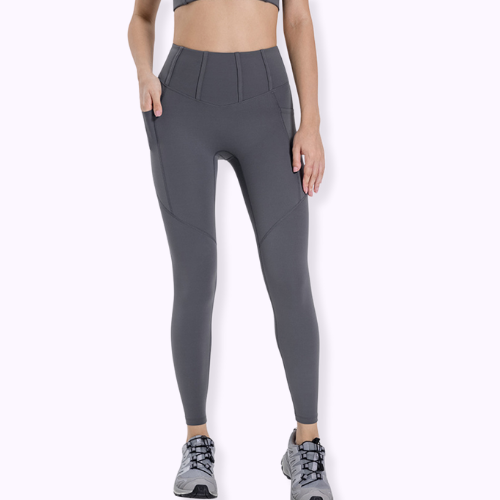 High-Waisted Seam Details Pocket Leggings