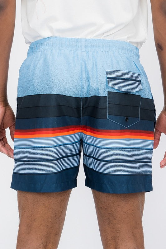 Blue stripes Swim Trunks Board Shorts - Luminous Bear Shop