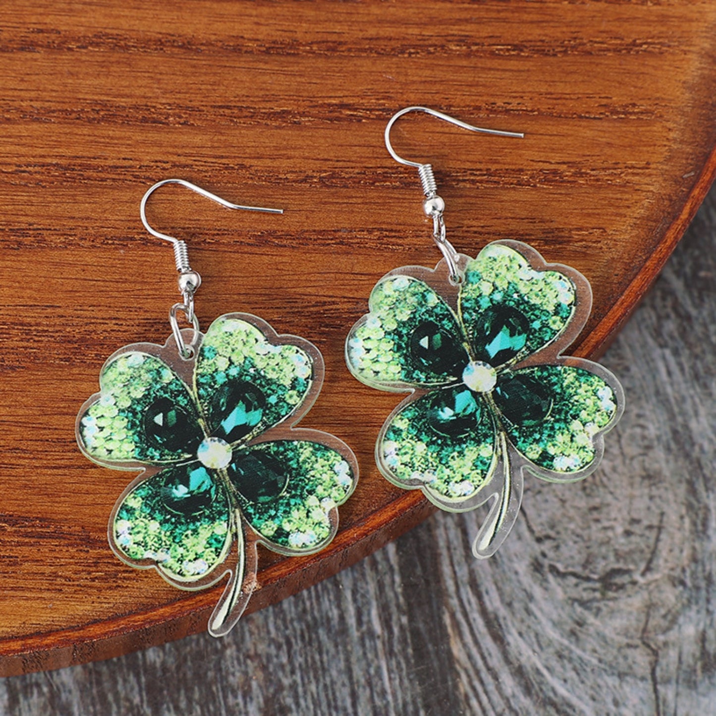 Lucky Clover Acrylic Dangle Earrings - Luminous Bear Shop