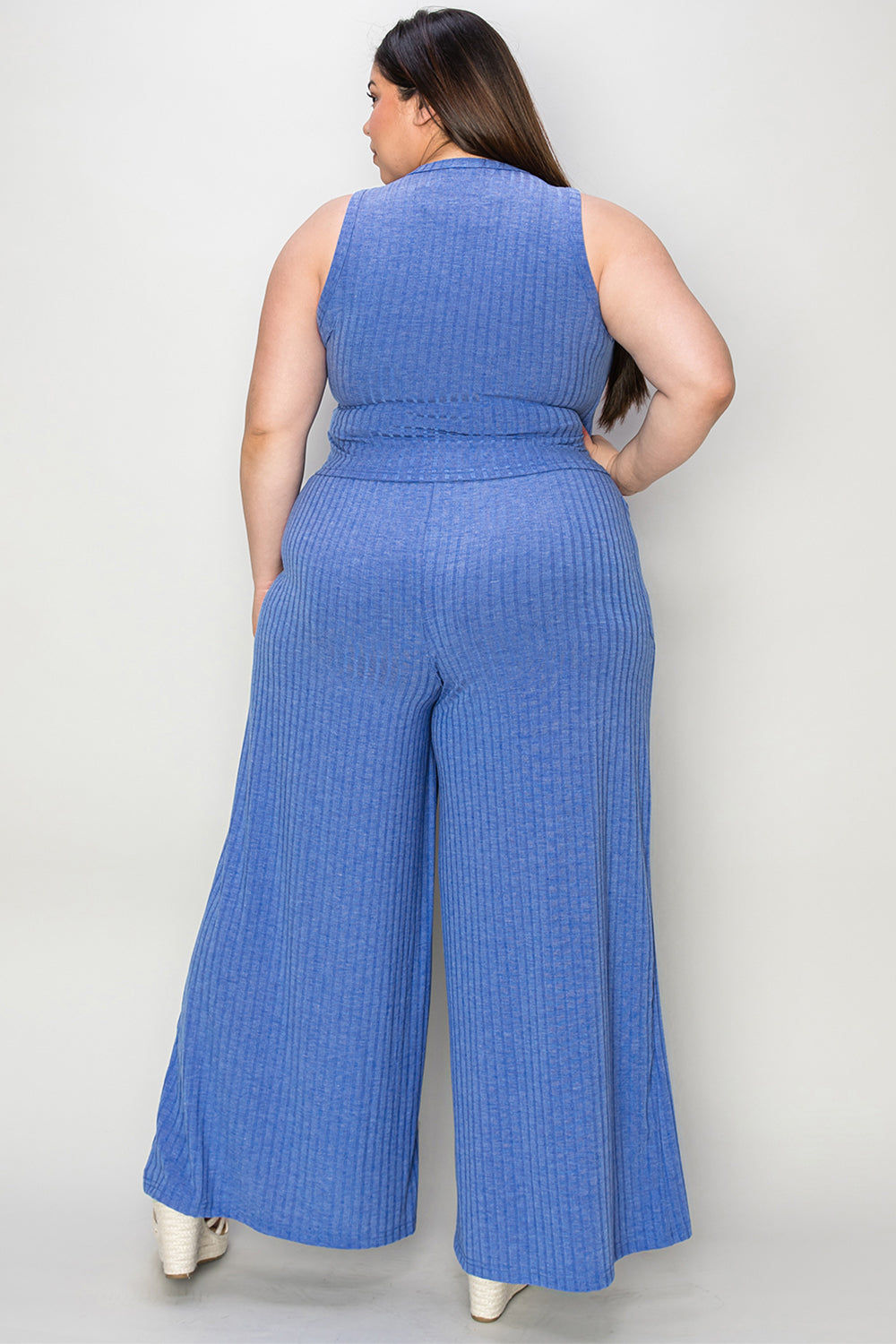 Basic Bae Full Size Ribbed Tank and Wide Leg Pants Set - Luminous Bear Shop