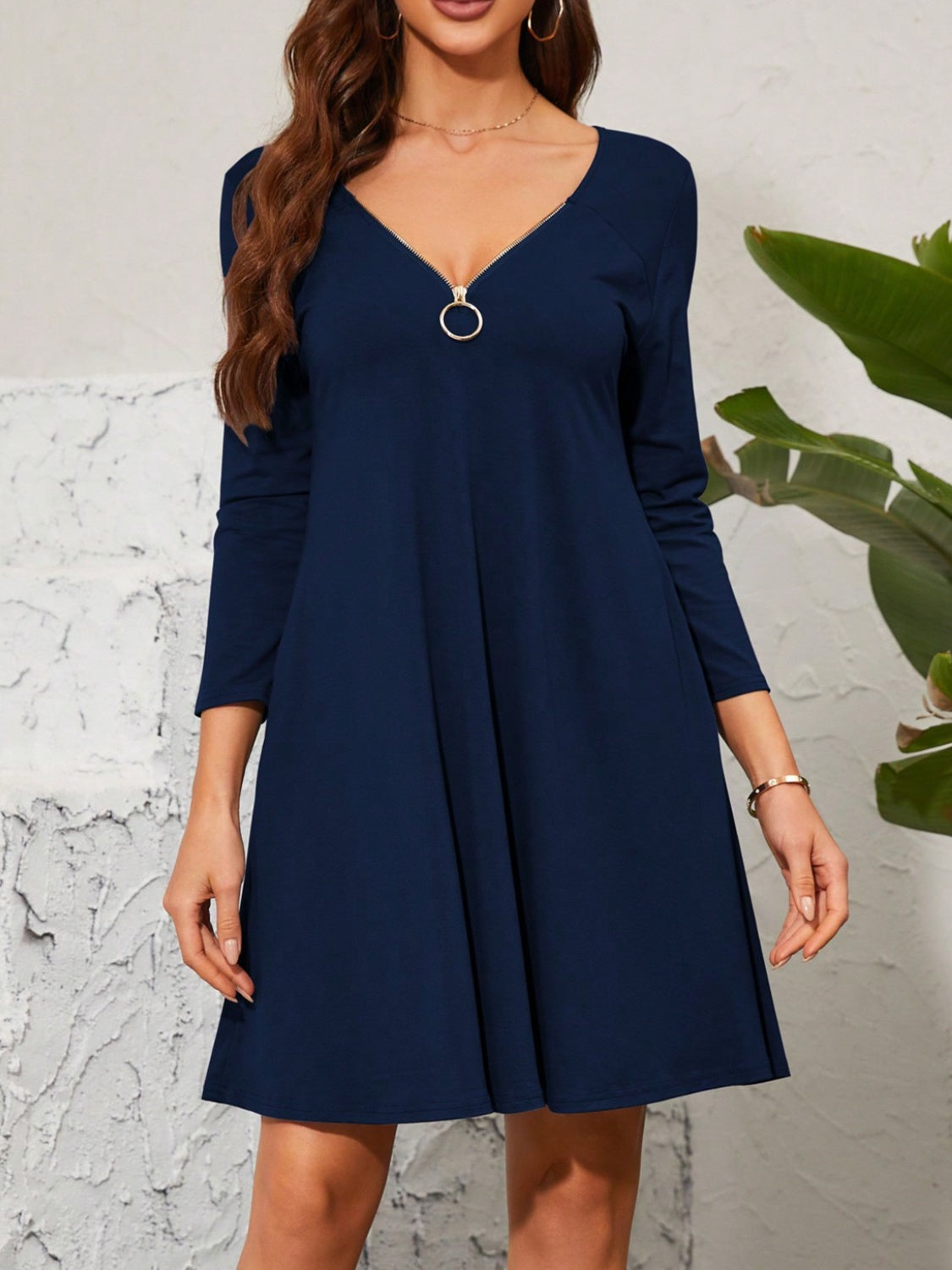 Quarter Zip Long Sleeve Dress - Luminous Bear Shop