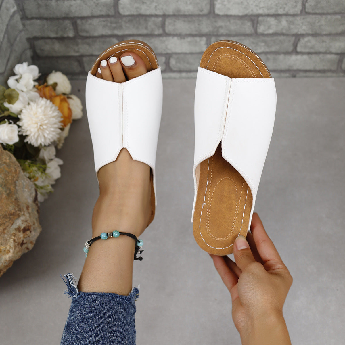 PU Leather Open Toe Sandals - Luminous Bear Shop