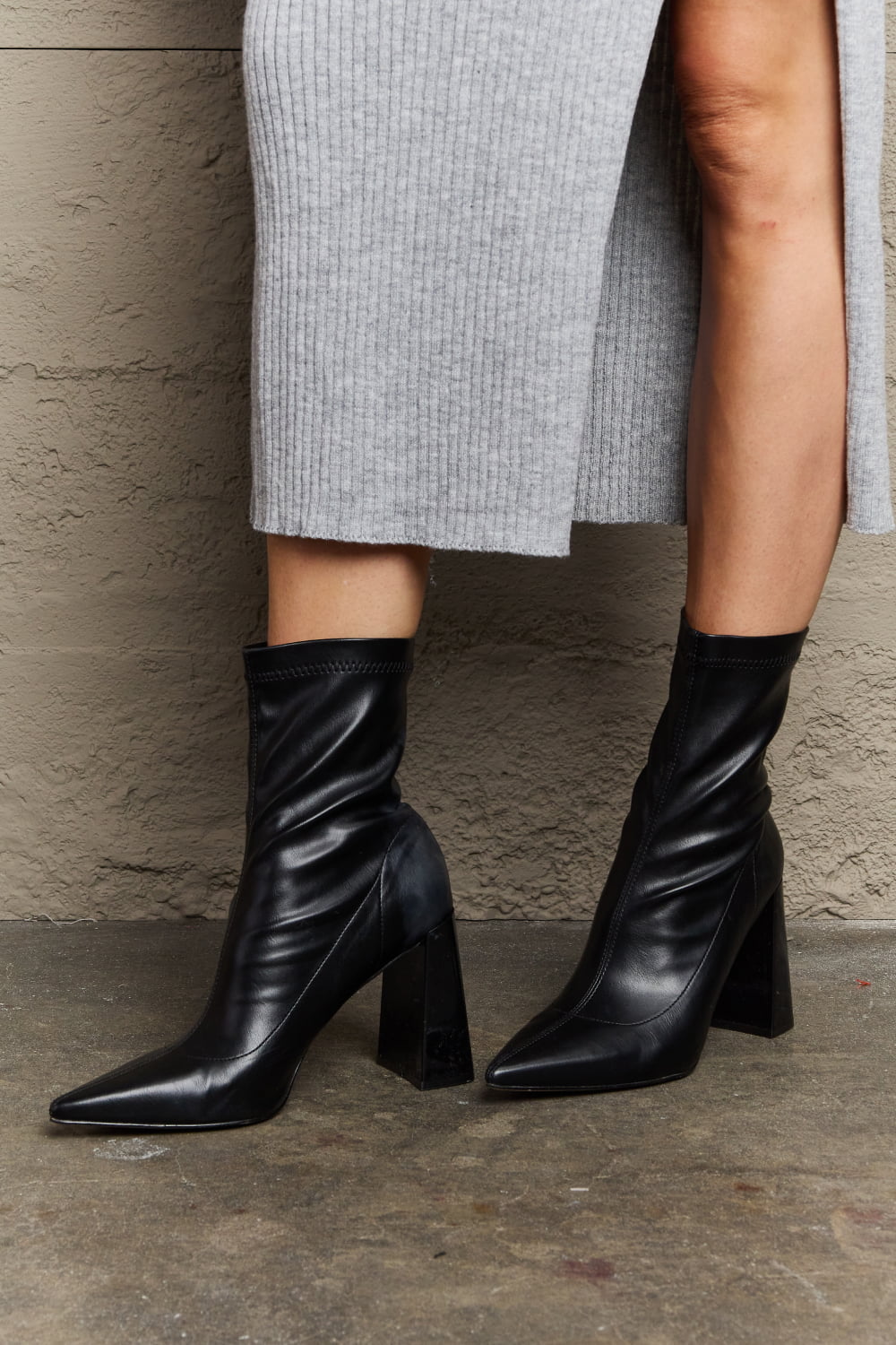 Weeboo Stacy Block Heel Sock Boots - Luminous Bear Shop