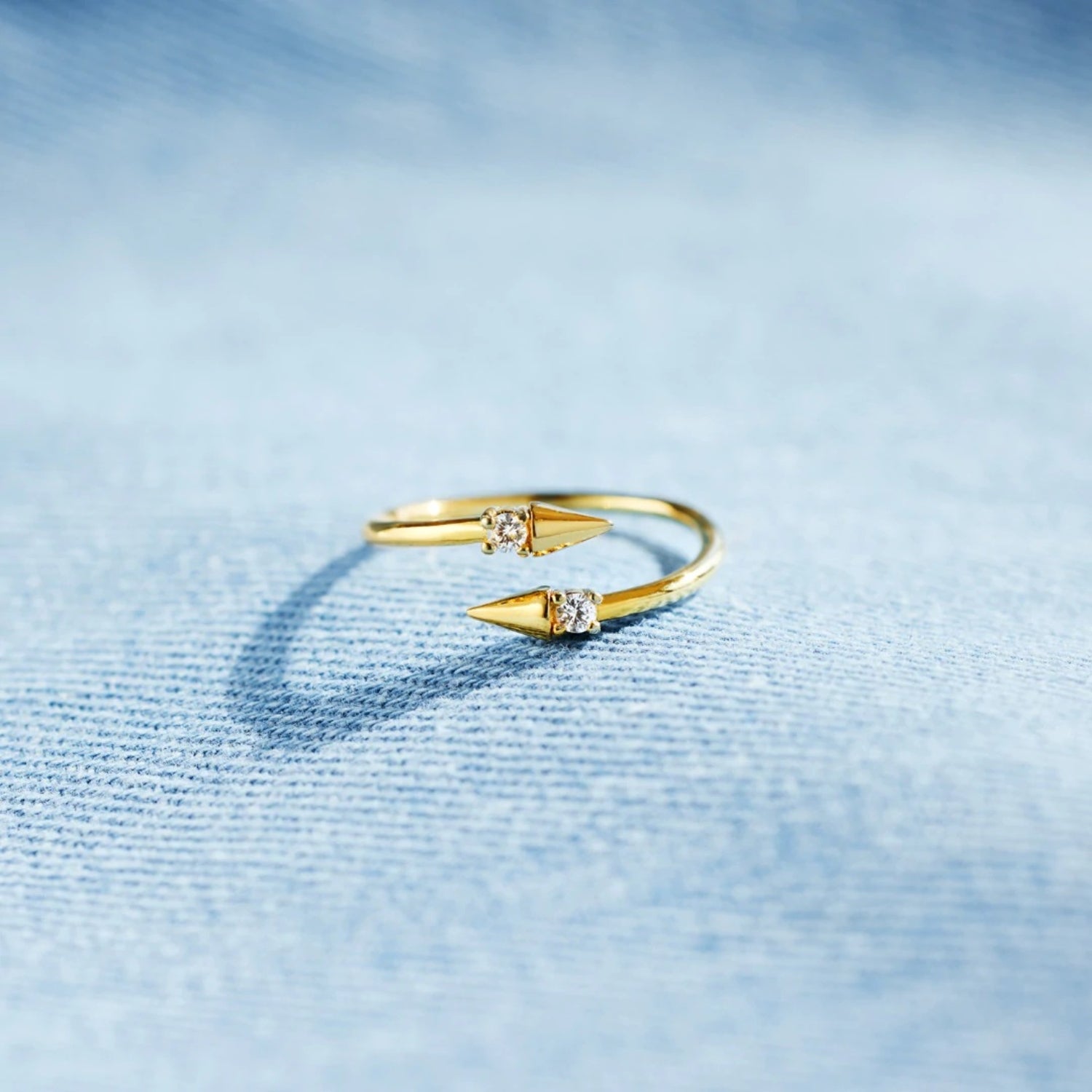 925 Sterling Silver Inlaid Zircon Bypass Ring - Luminous Bear Shop