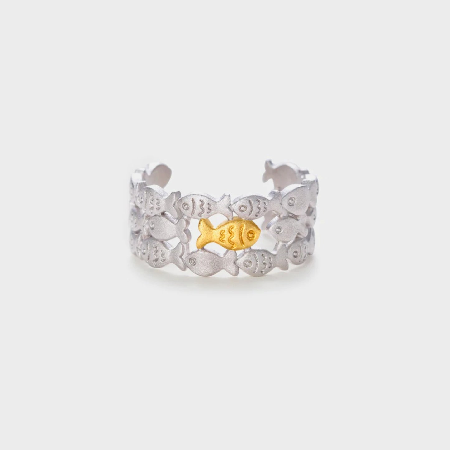 925 Sterling Silver Fish Open Ring - Luminous Bear Shop