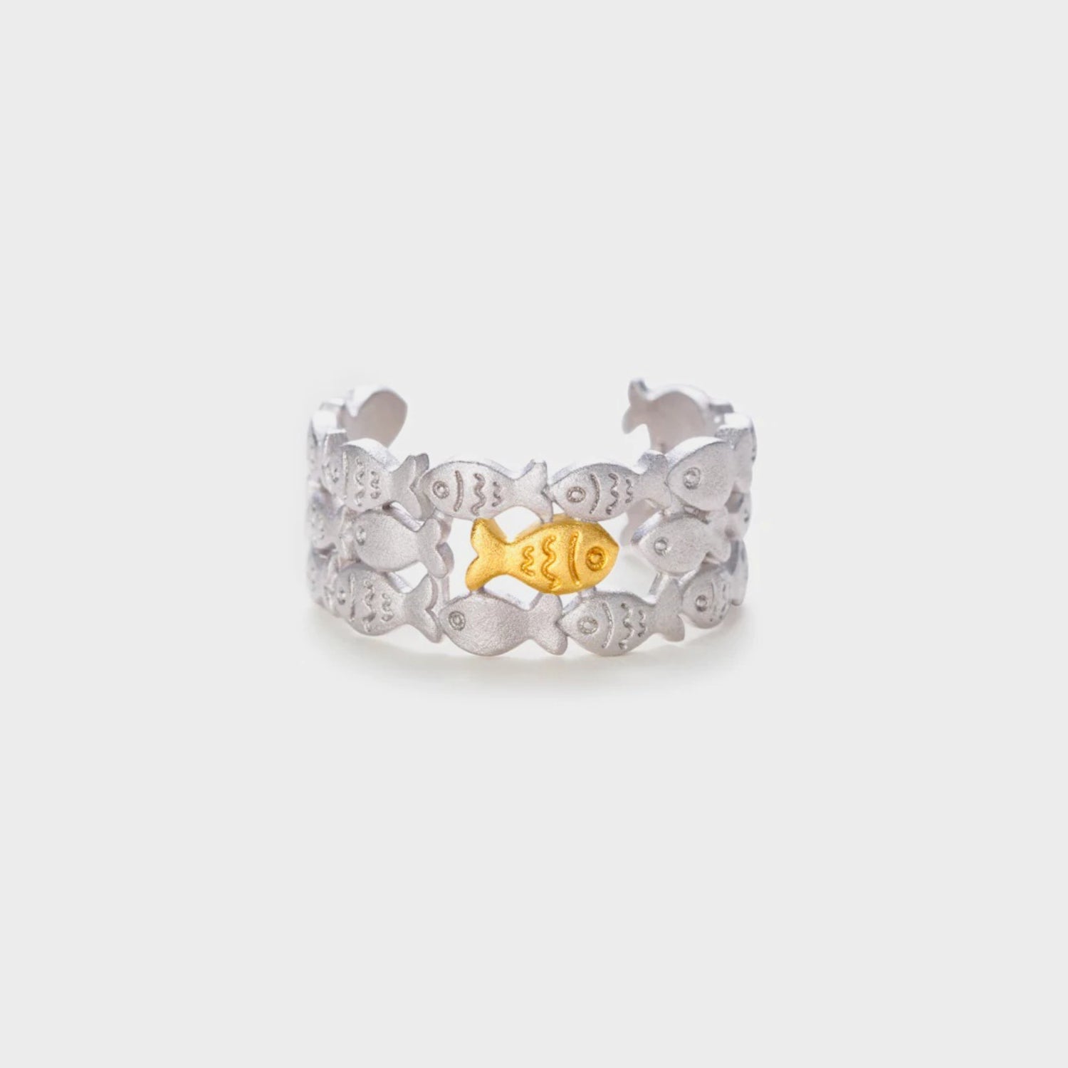925 Sterling Silver Fish Open Ring - Luminous Bear Shop