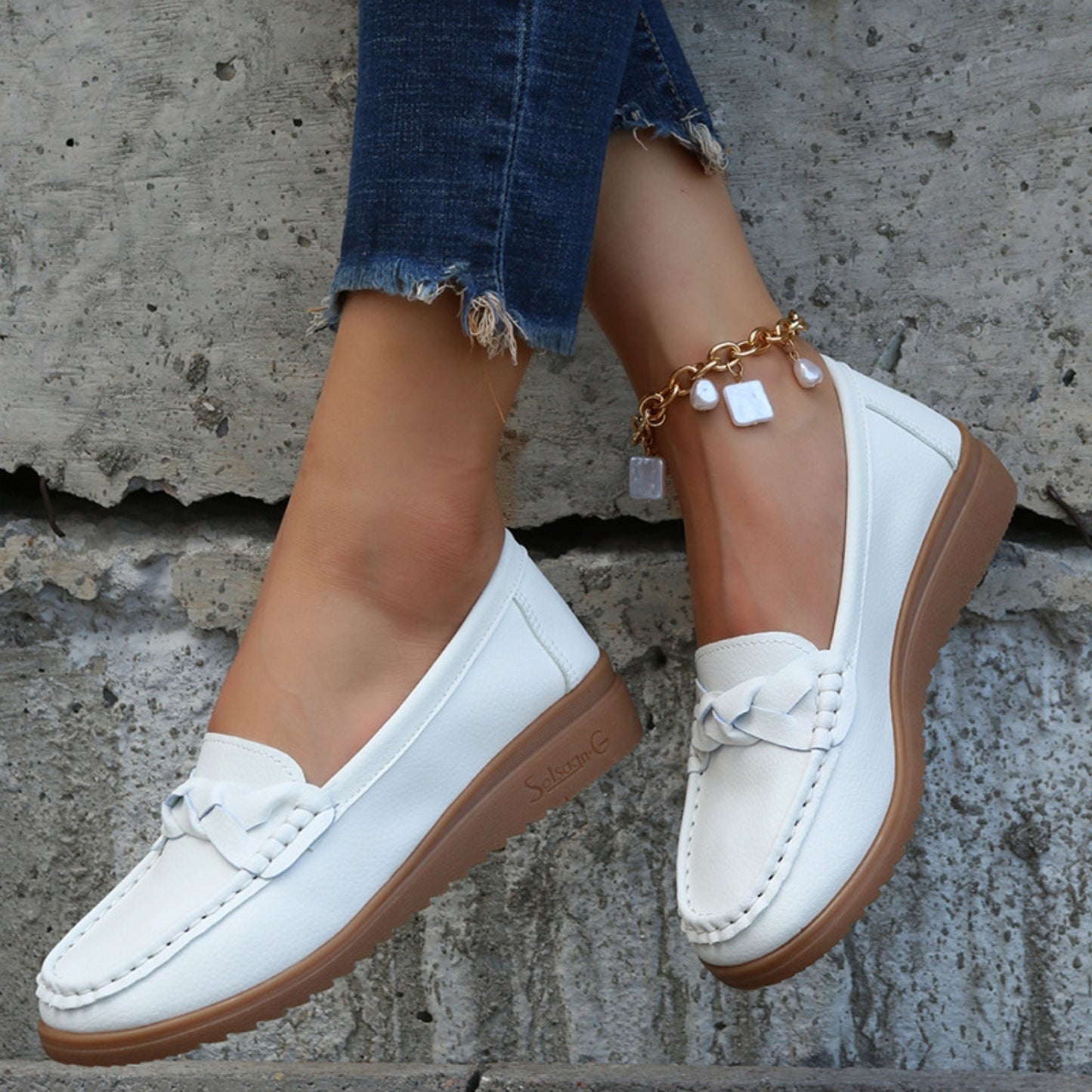 Weave Wedge Heeled Loafers - Luminous Bear Shop