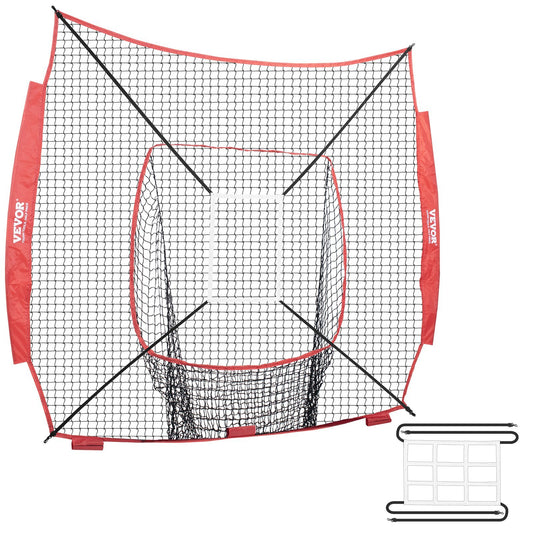 7x7 ft Baseball Softball Practice Net, Portable Baseball Training Net for Hitting Batting Catching Pitching, Backstop Baseball Equipment Training Aids with Strike Zone (Net Only)