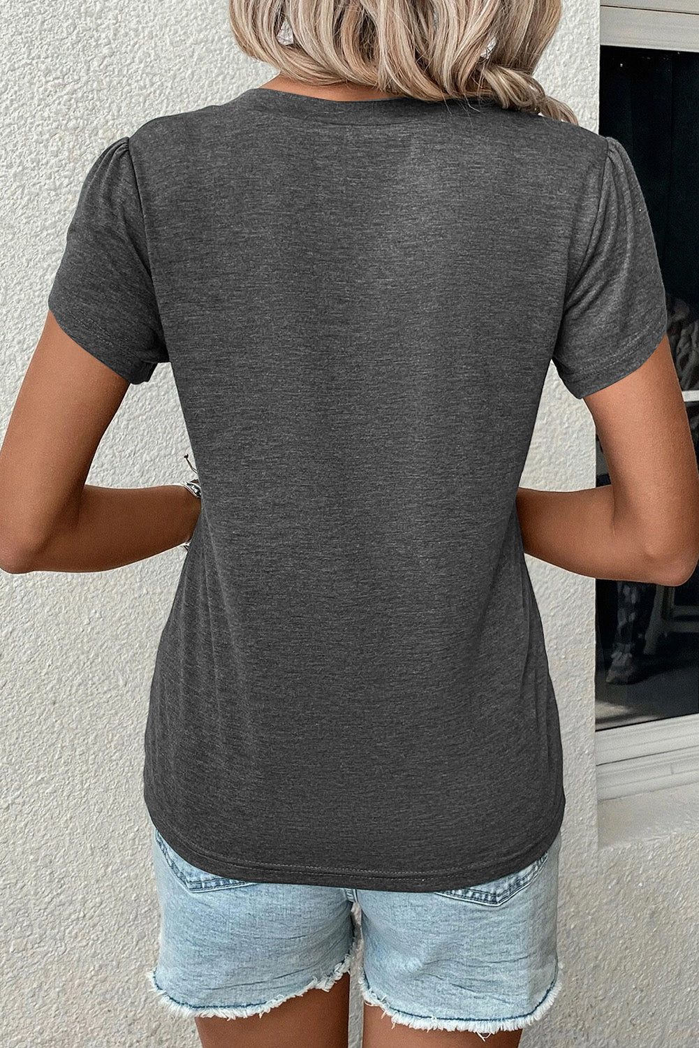 V-Neck Petal Sleeve T-Shirt - Luminous Bear Shop