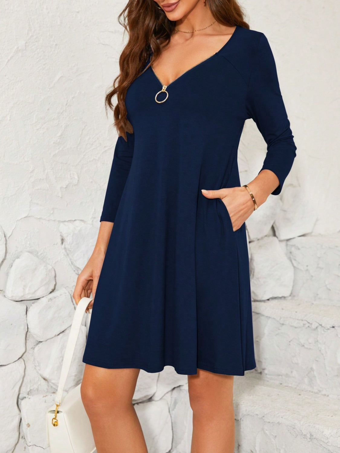 Quarter Zip Long Sleeve Dress - Luminous Bear Shop