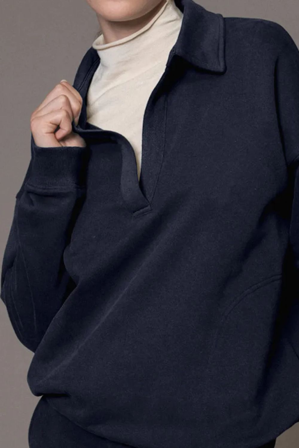 Front Split Collar Sweatshirt and Joggers