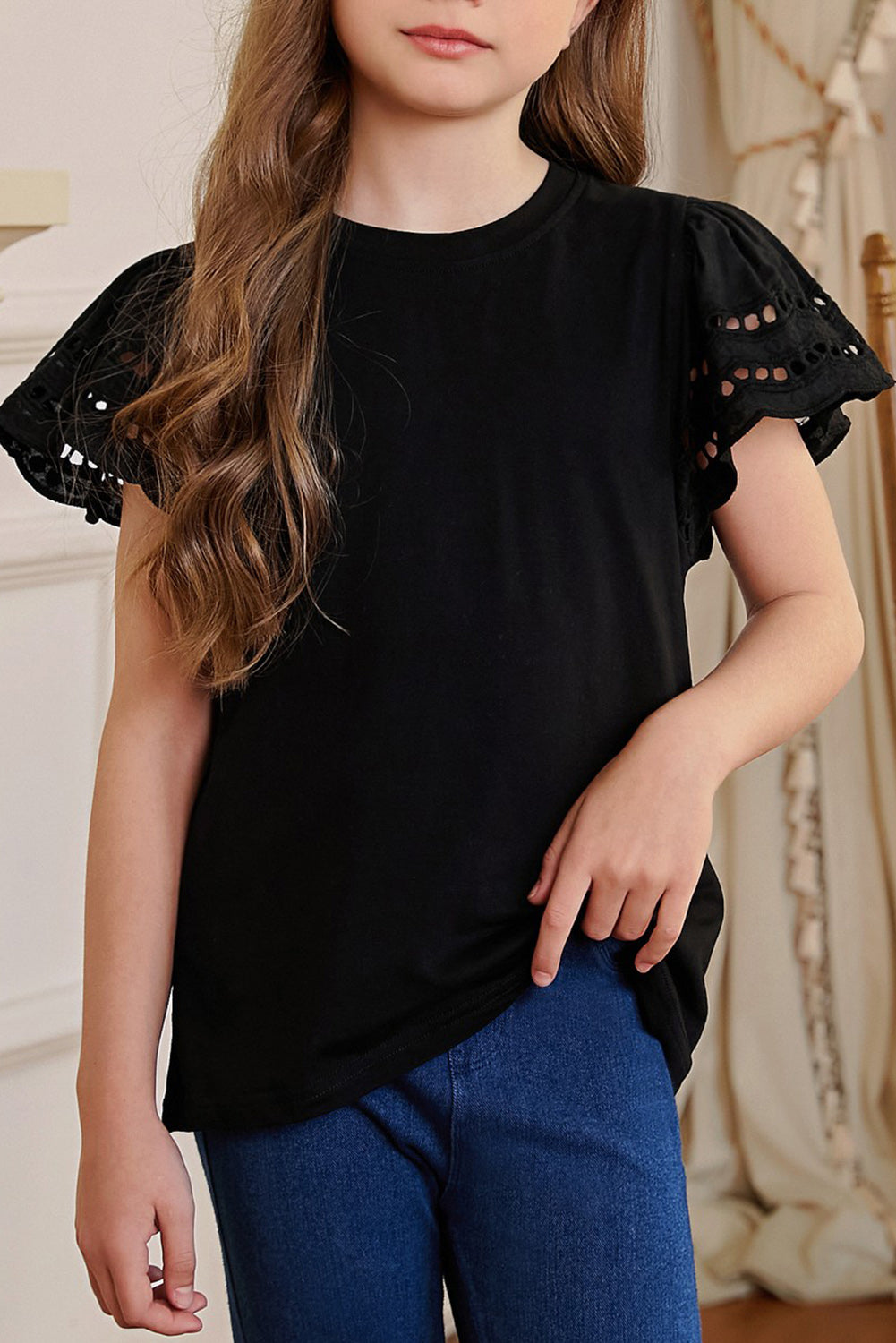 Round Neck Flutter Sleeve T-Shirt - Luminous Bear Shop