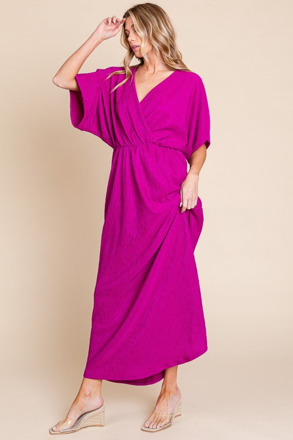Bombom Surplice Maxi Dress with Pockets - Luminous Bear Shop