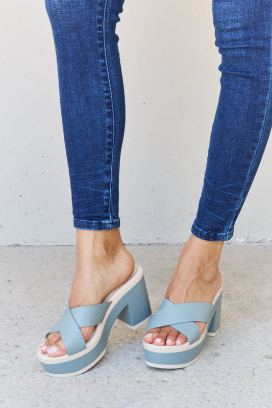 Weeboo Cherish The Moments Contrast Platform Sandals in Misty Blue - Luminous Bear Shop