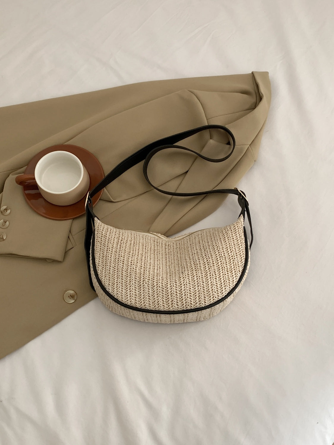 Straw Weave Adjustable Strap Shoulder Bag - Luminous Bear Shop