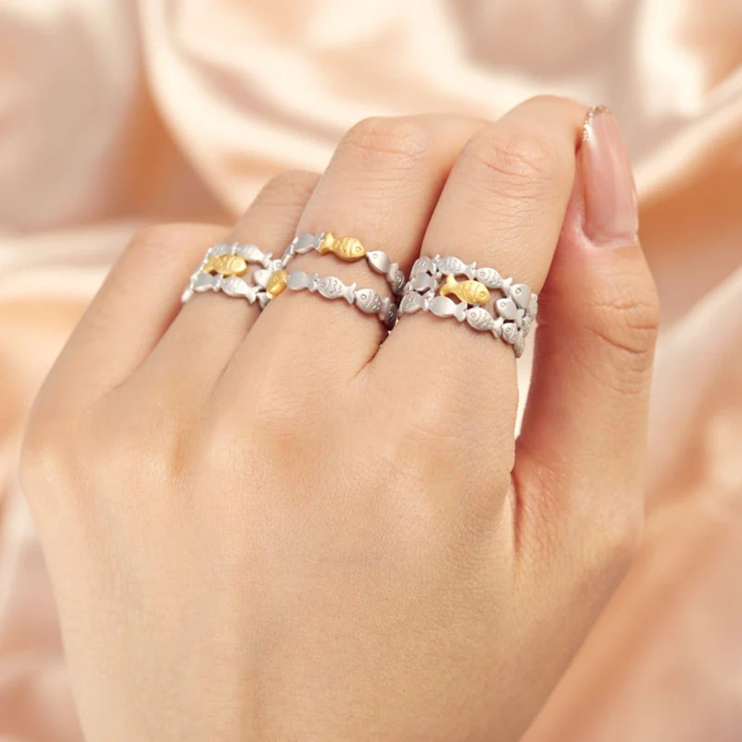 925 Sterling Silver Fish Open Ring - Luminous Bear Shop
