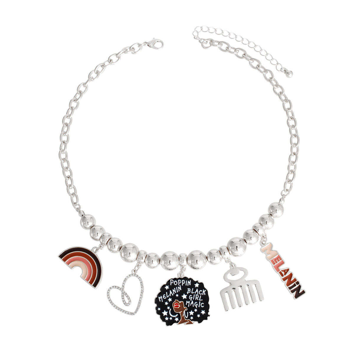 Silver Melanin Poppin Charm Chain - Luminous Bear Shop