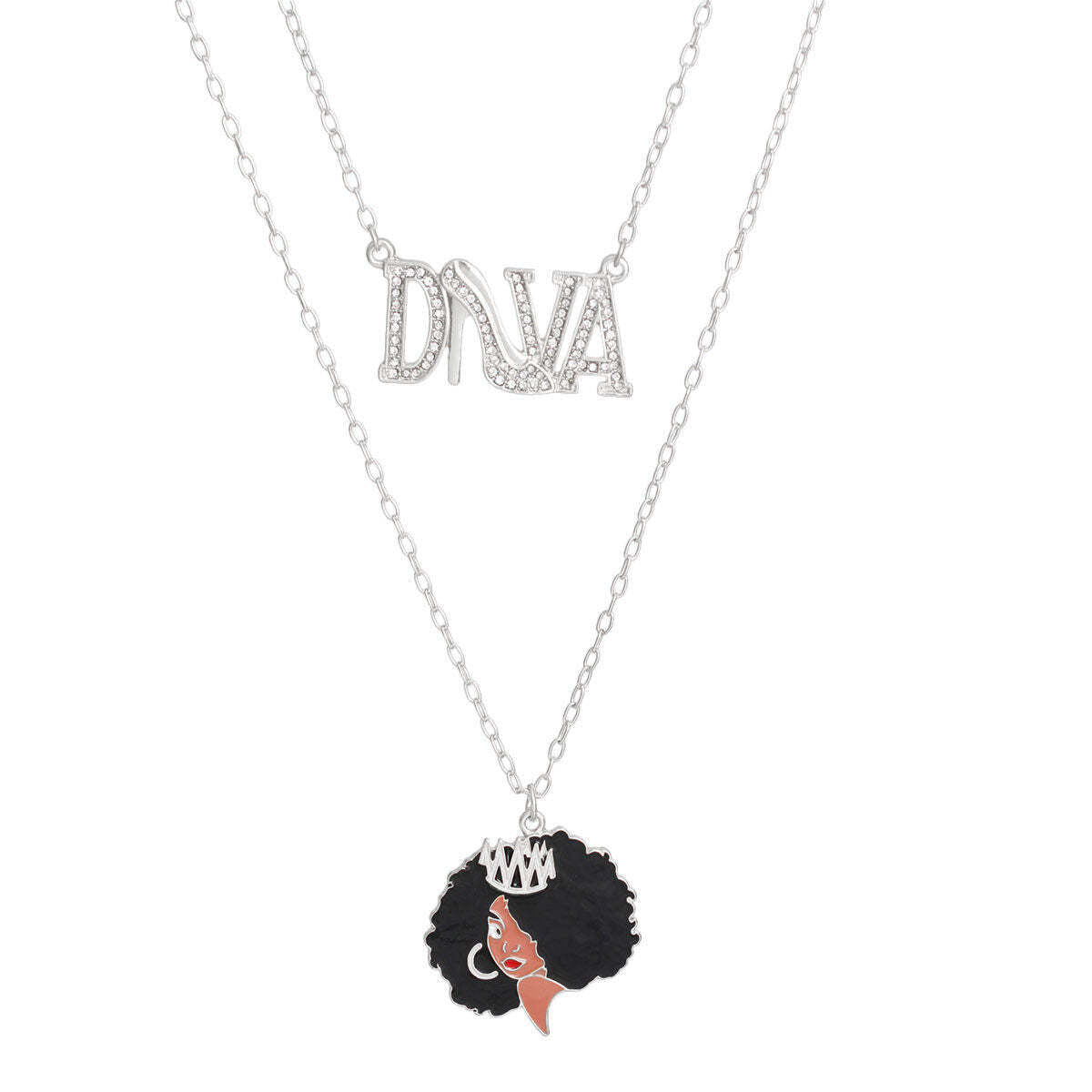 Silver Diva Afro 2 Pcs Chains - Luminous Bear Shop