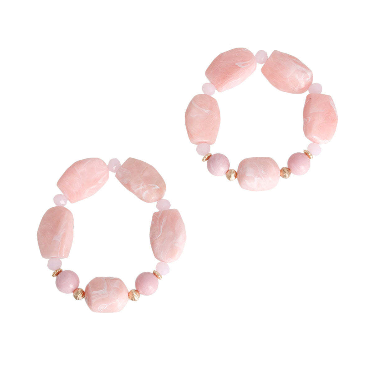 Light Pink Marbled Bead Bracelets - Luminous Bear Shop