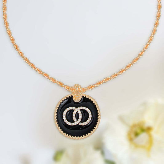 Black Infinity Pendant Gold Twisted Chain - Luminous Bear Shop
