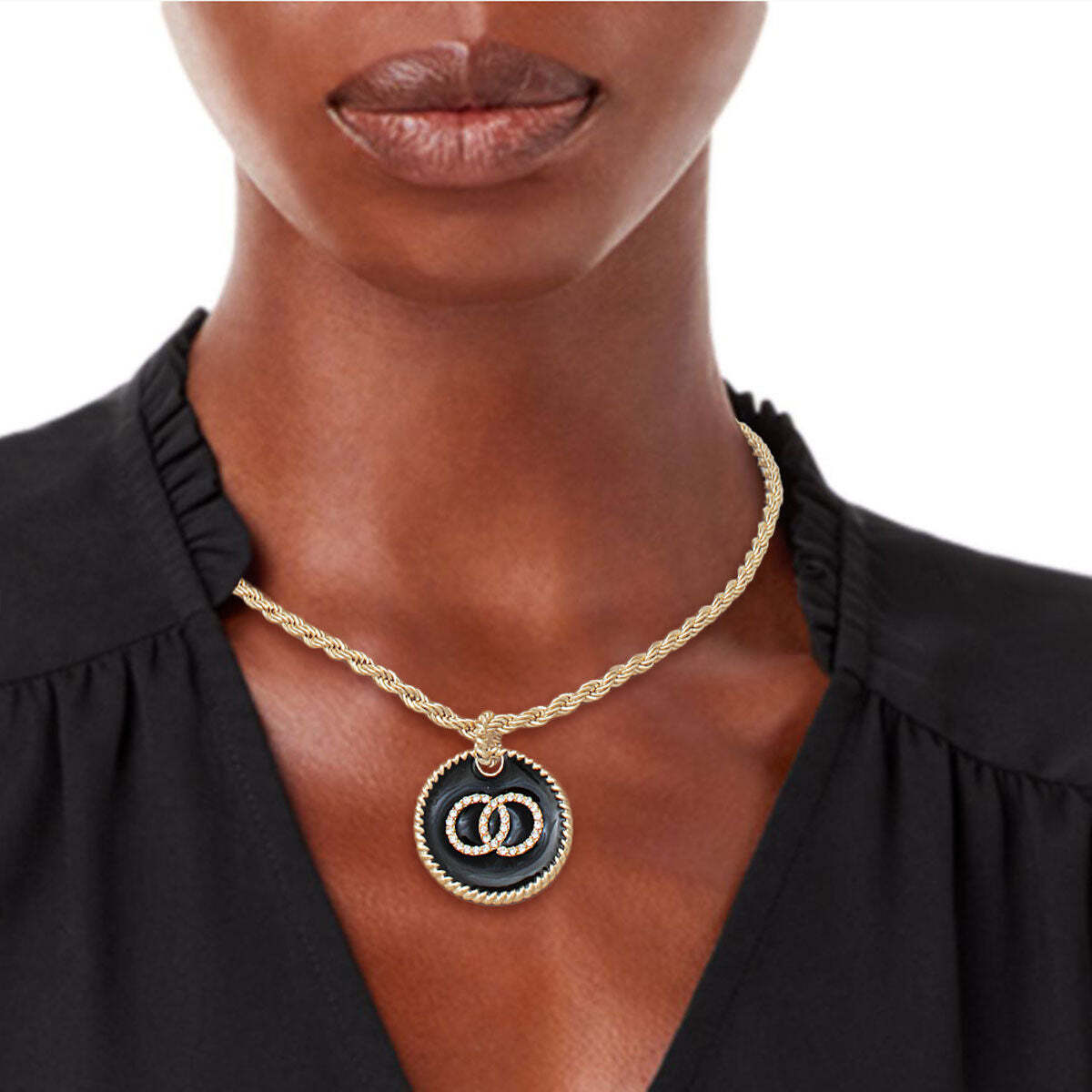 Black Infinity Pendant Gold Twisted Chain - Luminous Bear Shop