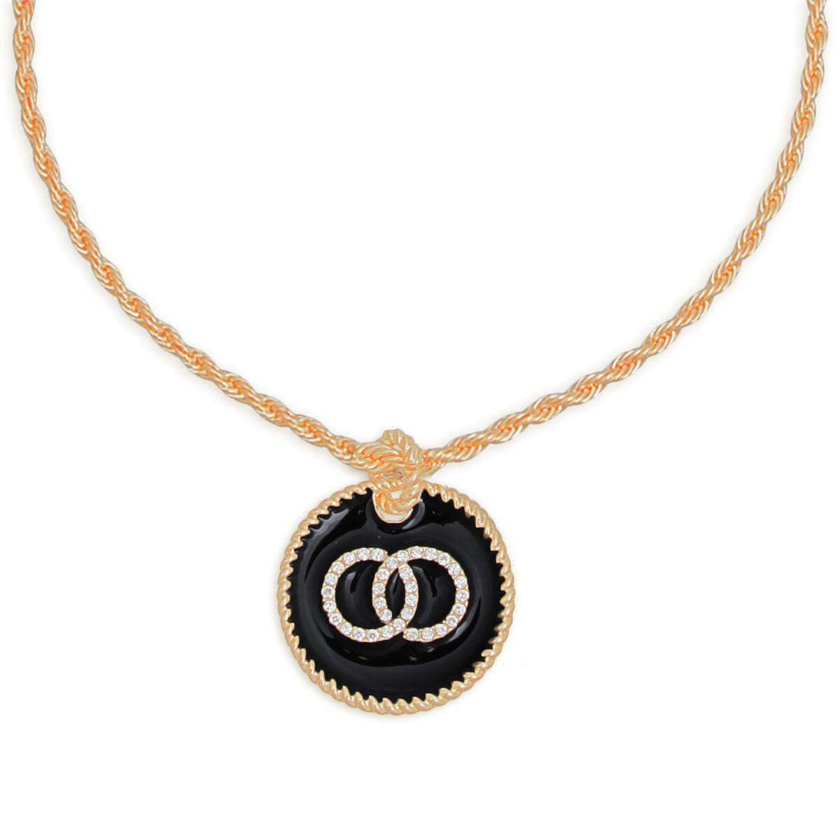 Black Infinity Pendant Gold Twisted Chain - Luminous Bear Shop