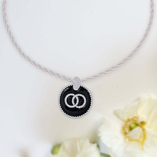 Black Infinity Pendant Silver Twisted Chain - Luminous Bear Shop