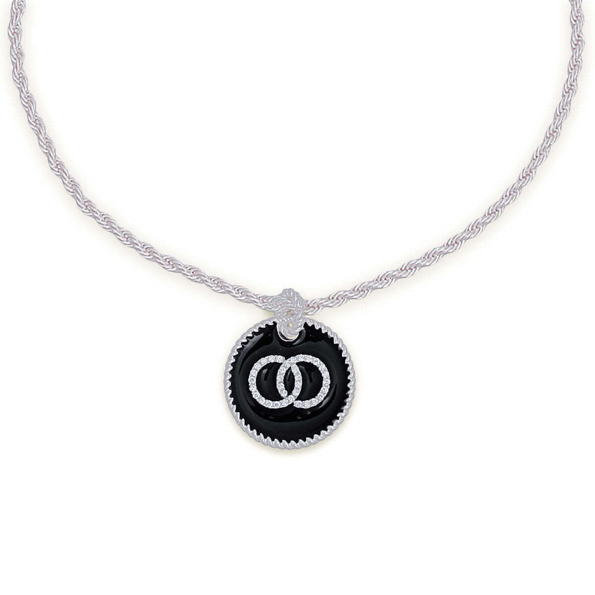 Black Infinity Pendant Silver Twisted Chain - Luminous Bear Shop