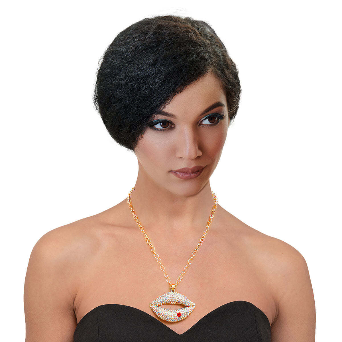 Clear Rhinestone Lips Gold Chain - Luminous Bear Shop