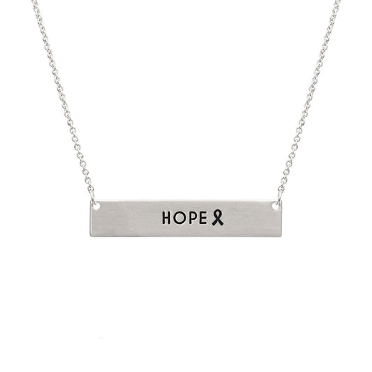 Silver Ribbon HOPE Plate Necklace - Luminous Bear Shop