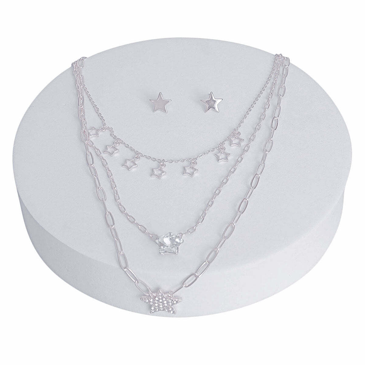 Silver 3 Layer Dainty Chain Star Necklace Set - Luminous Bear Shop
