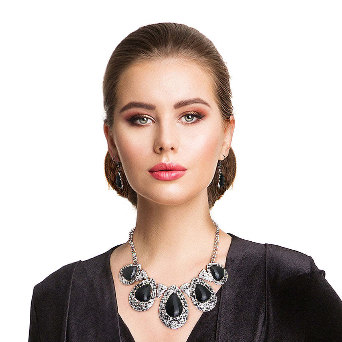 Black Teardrop Collar Necklace - Luminous Bear Shop