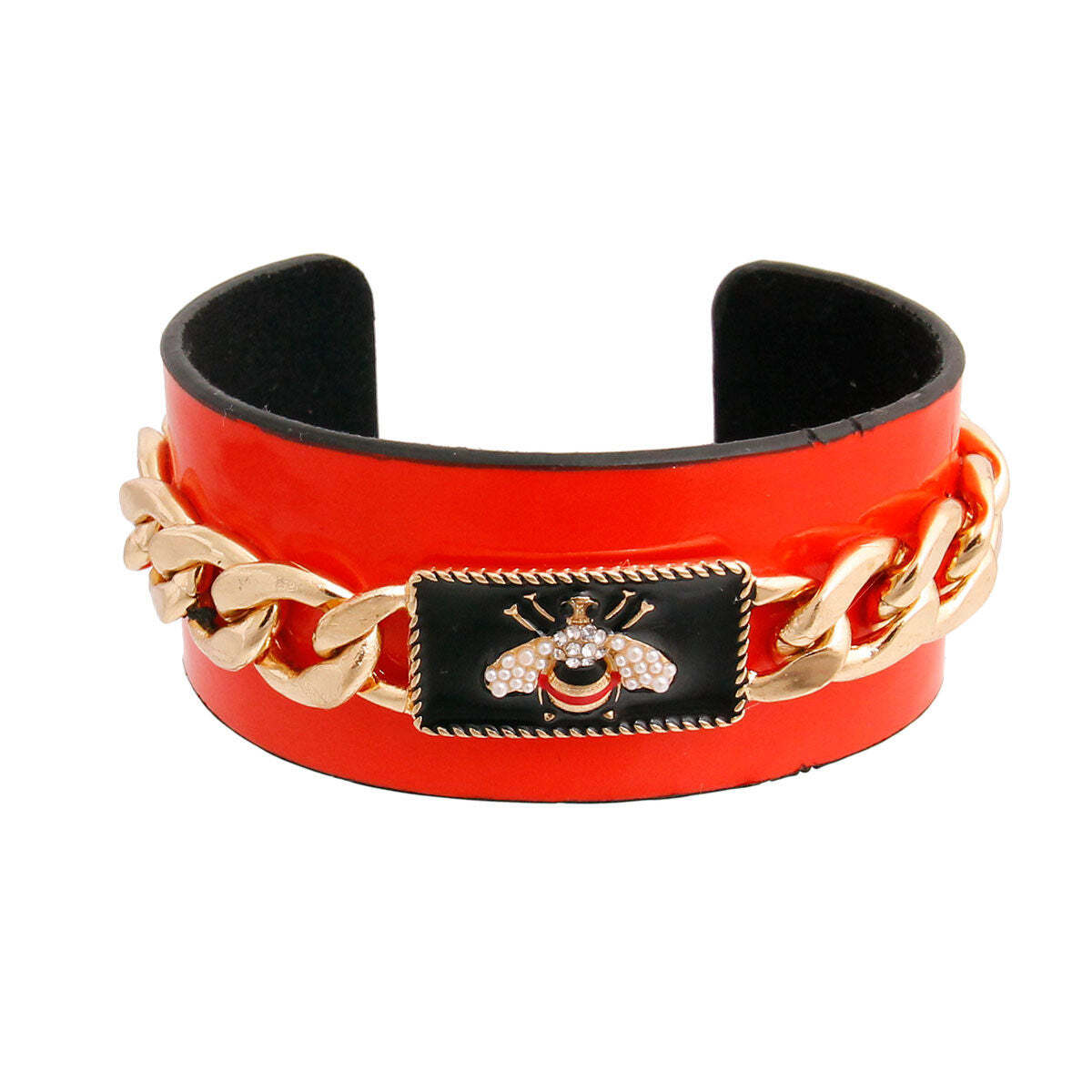 Bee-luxe Cuff: Red Bespoke Chain - Luminous Bear Shop