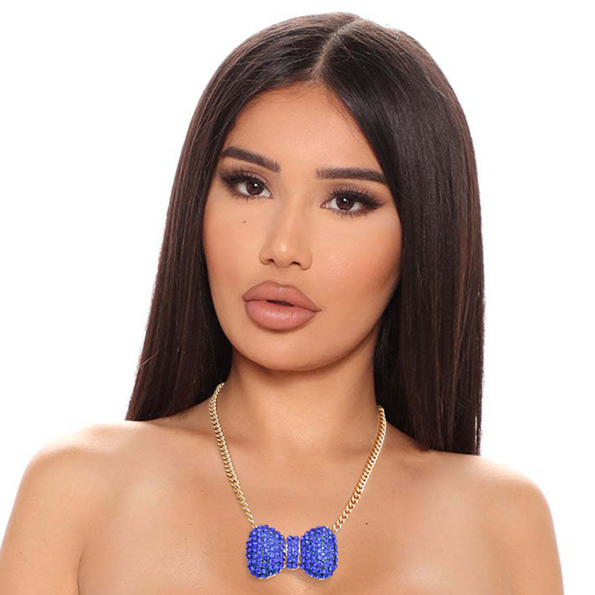 Royal Blue Chunky Bow Necklace - Luminous Bear Shop