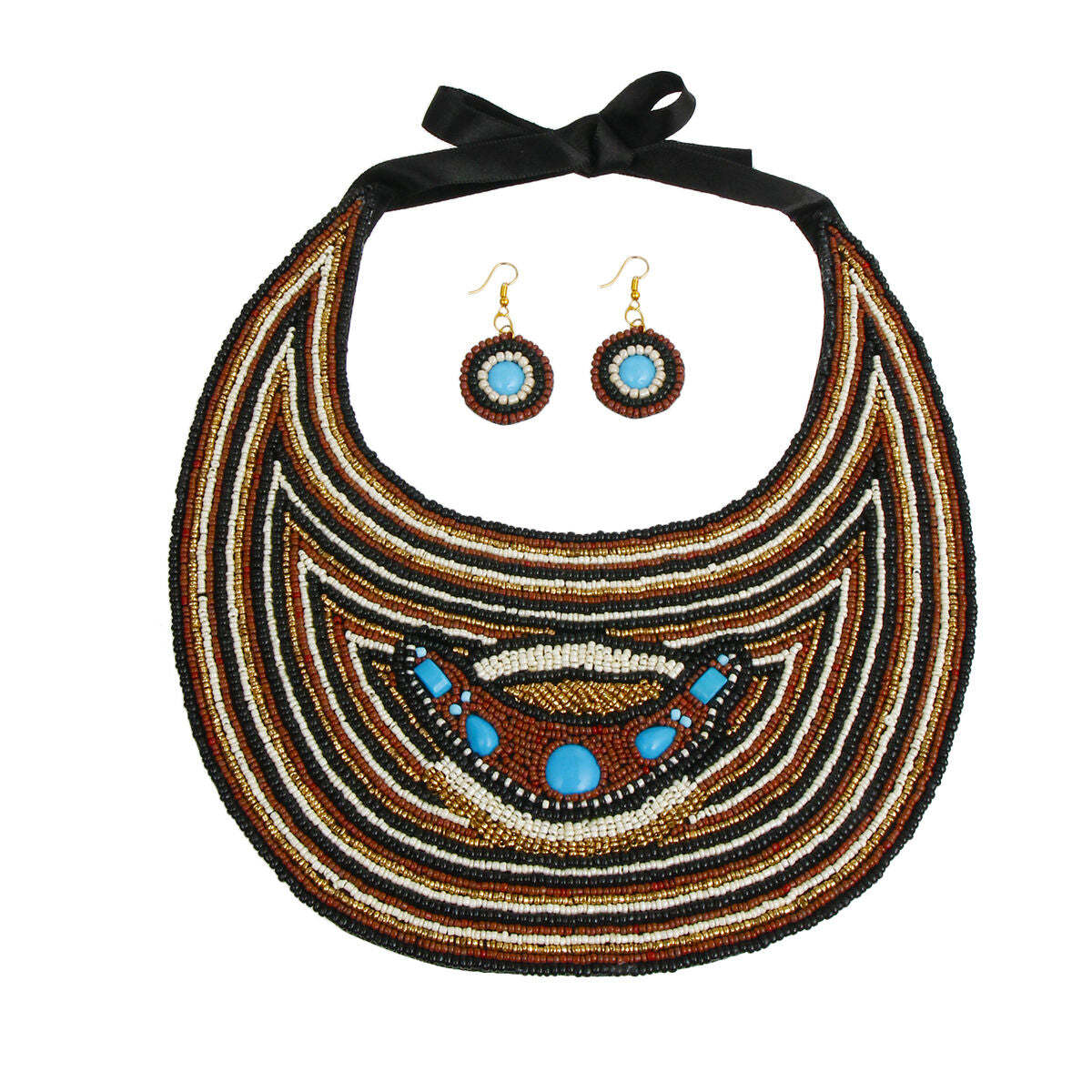 Cream Beaded Bib Necklace Set - Luminous Bear Shop