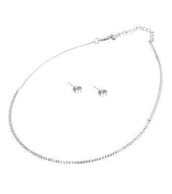 Clear Stoned Simple Necklace Set - Luminous Bear Shop