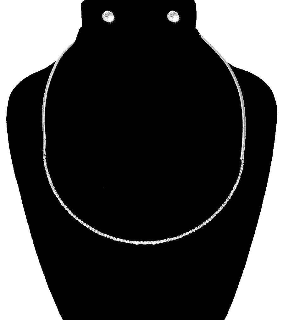 Clear Stoned Simple Necklace Set - Luminous Bear Shop