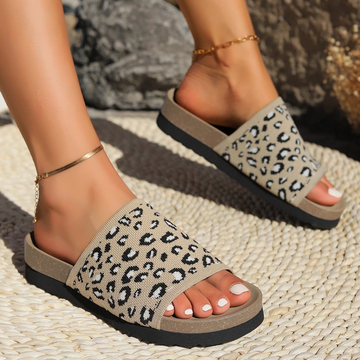 Leopard Open Toe Sandals - Luminous Bear Shop