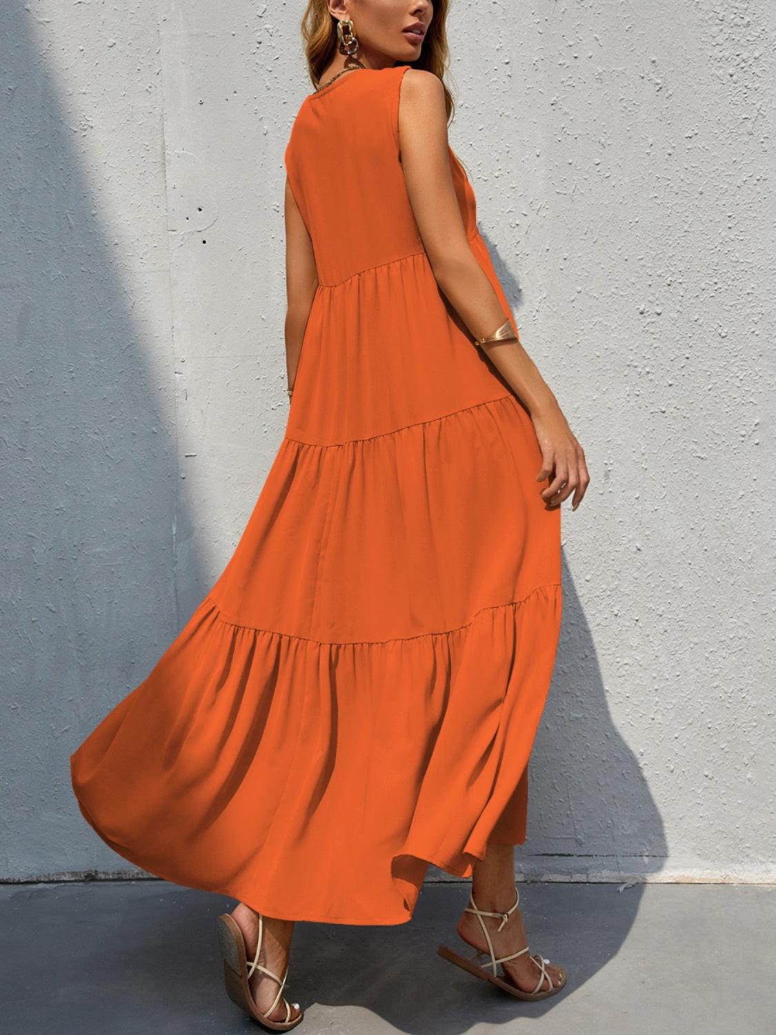 Tiered V-Neck Sleeve Dress - Luminous Bear Shop