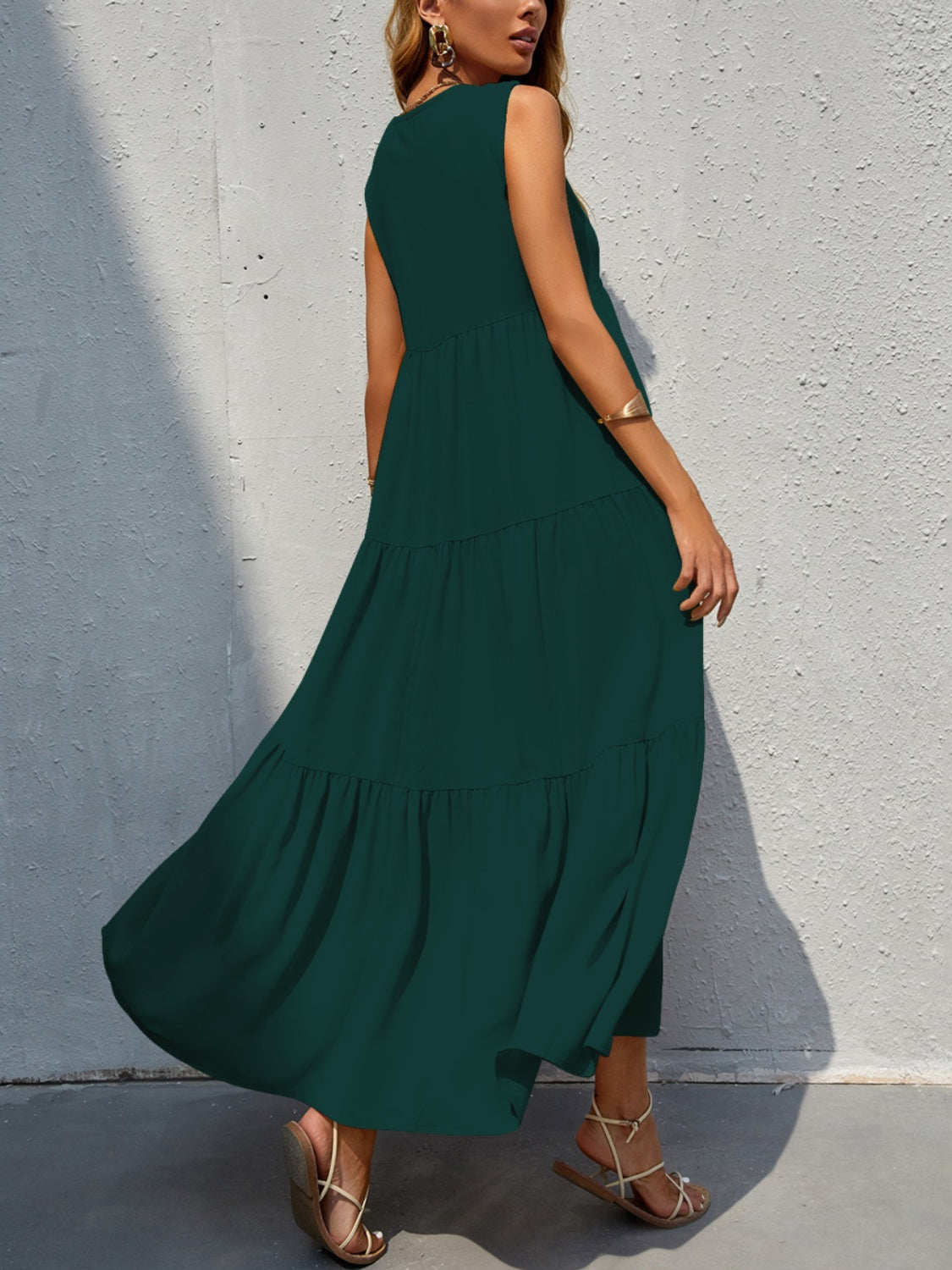 Tiered V-Neck Sleeve Dress - Luminous Bear Shop