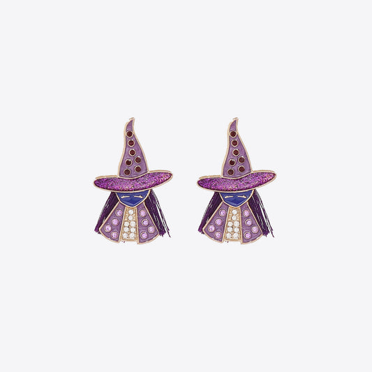 Witch Rhinestone Alloy Earrings - Luminous Bear Shop