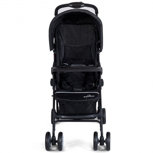 Toddler Travel Stroller for Airplane with Canopy and Adjustable Backrest-Black - Color: Black