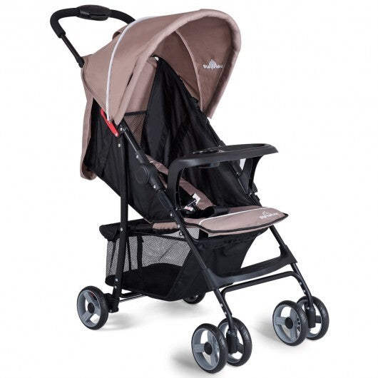 Toddler Travel Stroller for Airplane with Canopy and Adjustable Backrest-Black